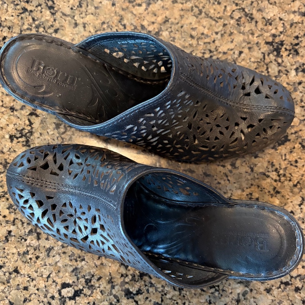 Black Born Vidar Laser Cut Mules Size 9